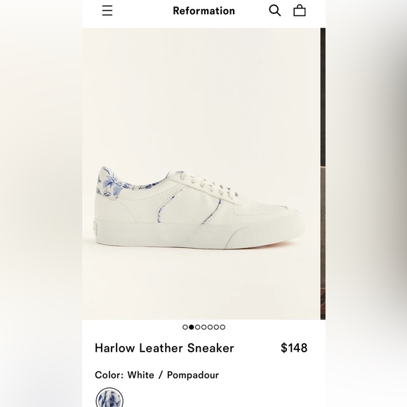 Reformation White Leather Harlow Sneaker sz 7 - Picture 7 of 12